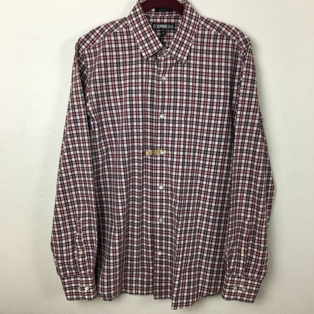 Express men’s button down plaid large modern fit